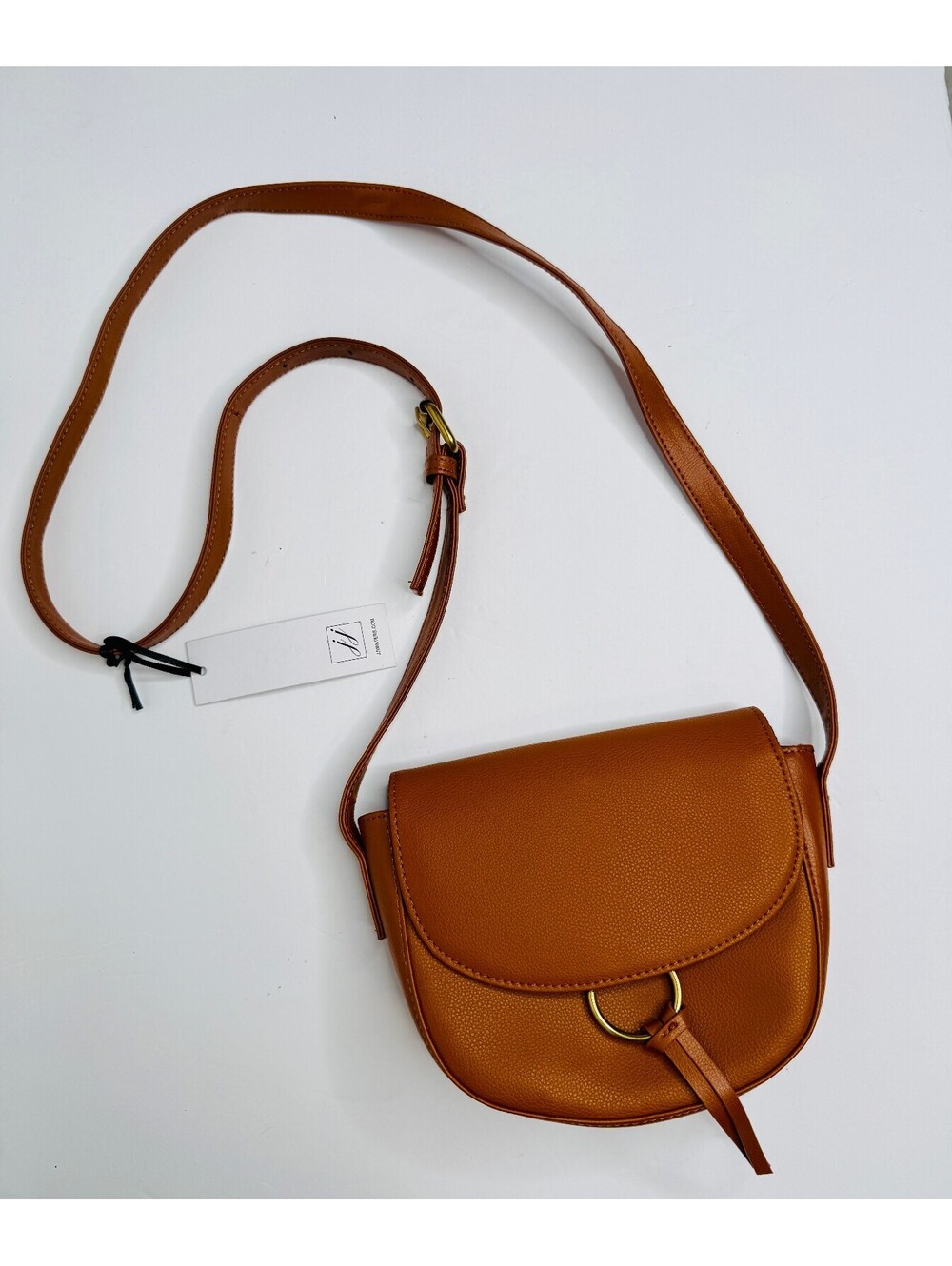J.J. Winters Cognac Brown Saddle Crossbody Bag Gold Hardware NWT